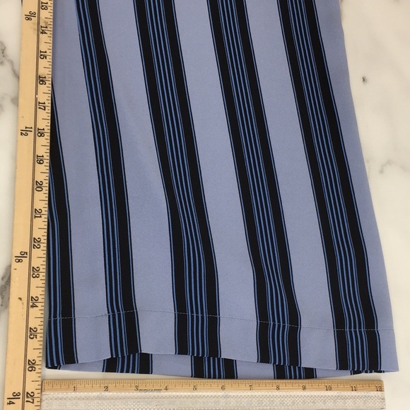 LOFT Ann Taylor Blue Black Striped Wide Leg‎ Pants Womens 12 Flat Front - Picture 11 of 14